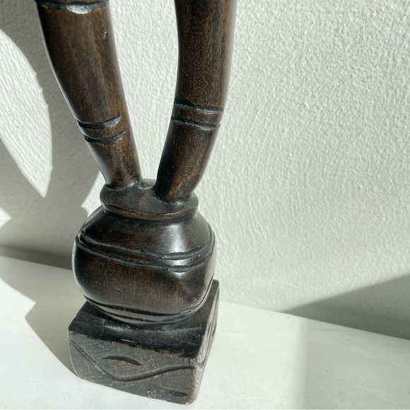 Handmade primitive abstract carved wood sculpture intertwined snake columns - Picture 8 of 16